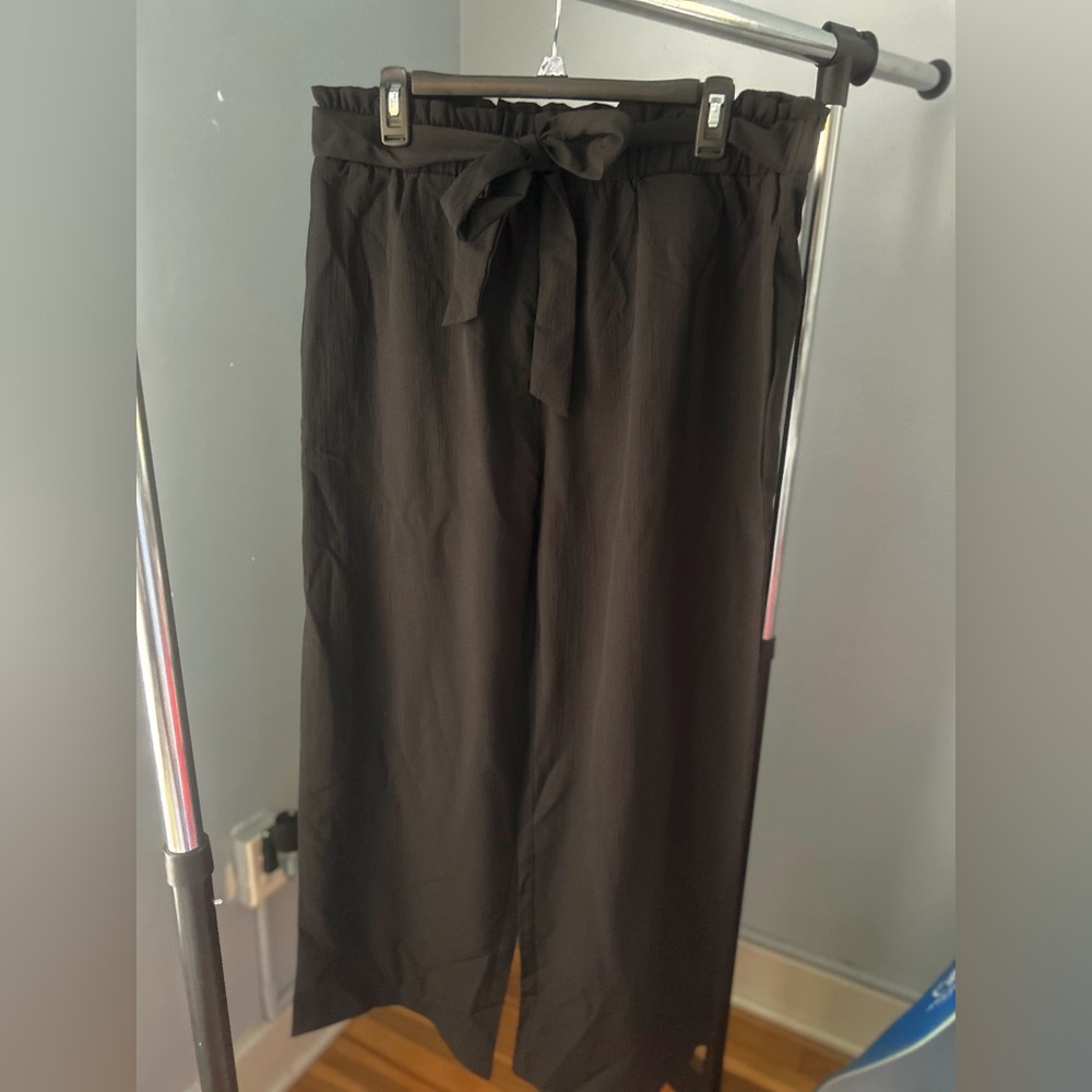 Ninim Clothing Co Black Paperbag Wide-Leg Pants XL 20/22 Stretch Waist, Flowy